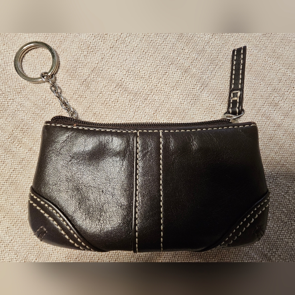 COACH VINTAGE BROWN Leather Keychain Pouch
